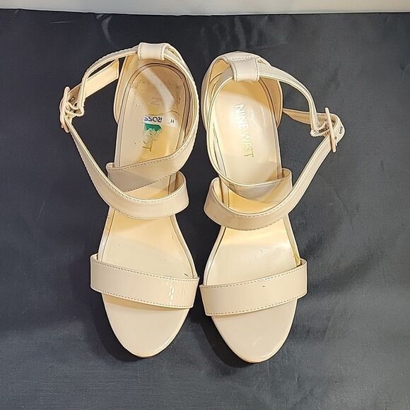 NINE WEST OPEN TOE THREE ADJUSTABLE BUCKLE ANKLE STRAP WOMEN"S SANDAL - Picture 3 of 13